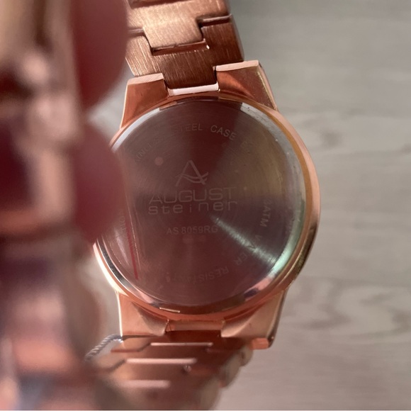 August Steiner Rose/Copper Gold and Black Chronograph Bracelet Watch - Picture 10 of 16